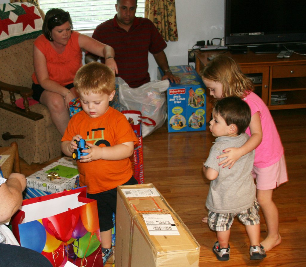 Checking out the toys